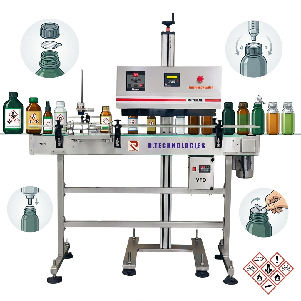 Induction Cap Sealing for insecticides & pesticide bottles Induction Cap Sealing for insecticides & pesticide bottles